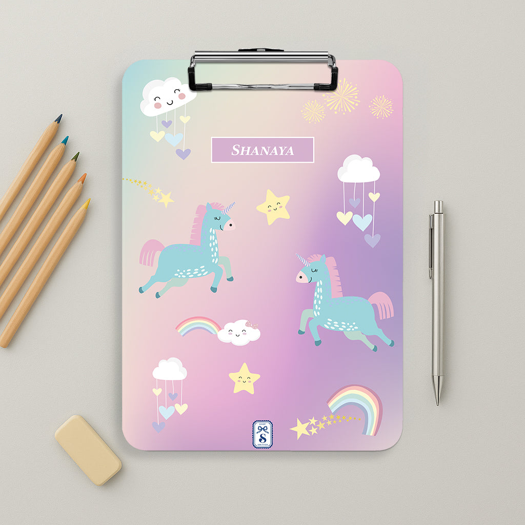 Unicorns & Rainbow Clipboard