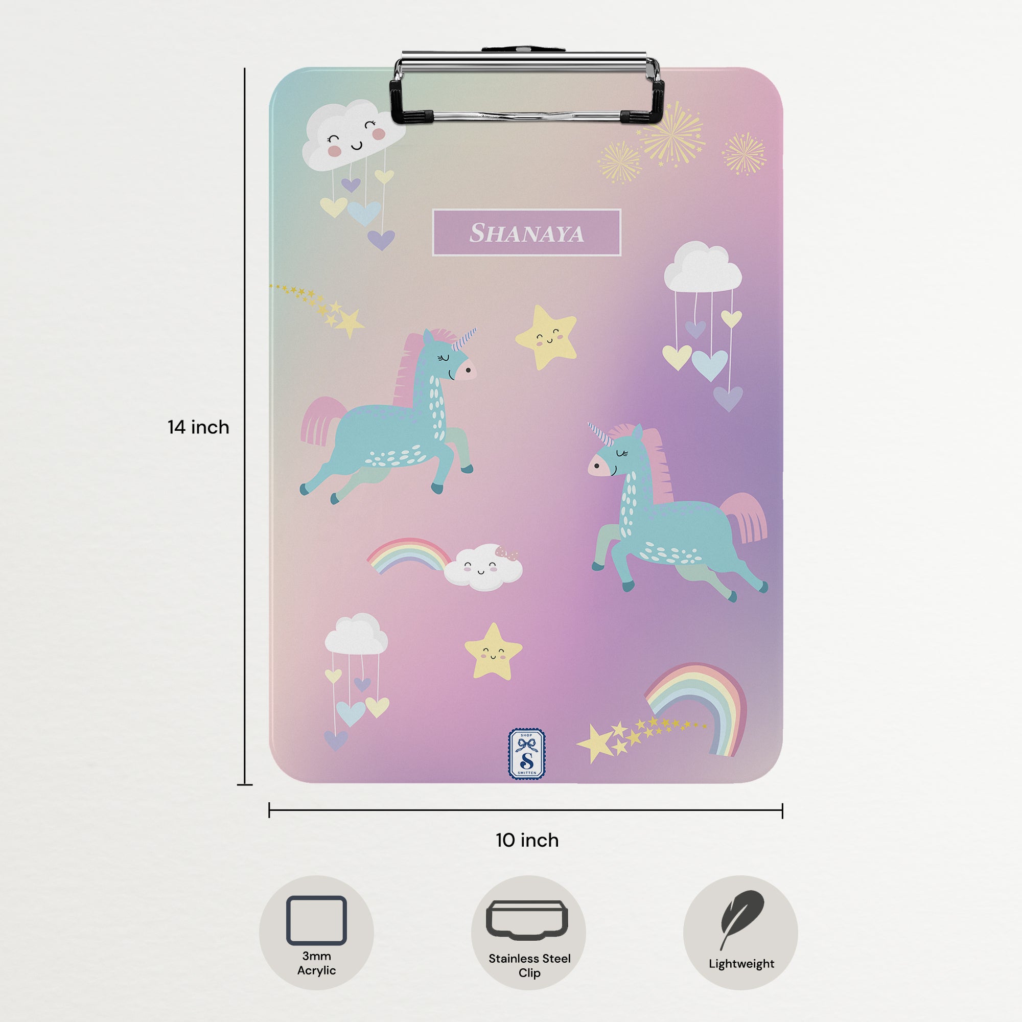 Unicorns & Rainbow Clipboard