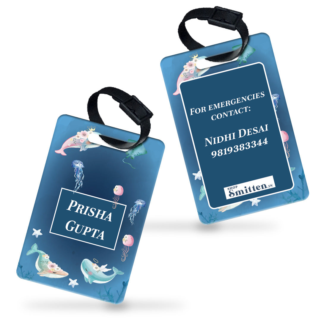 Floral Whales Bag Tag (kids)