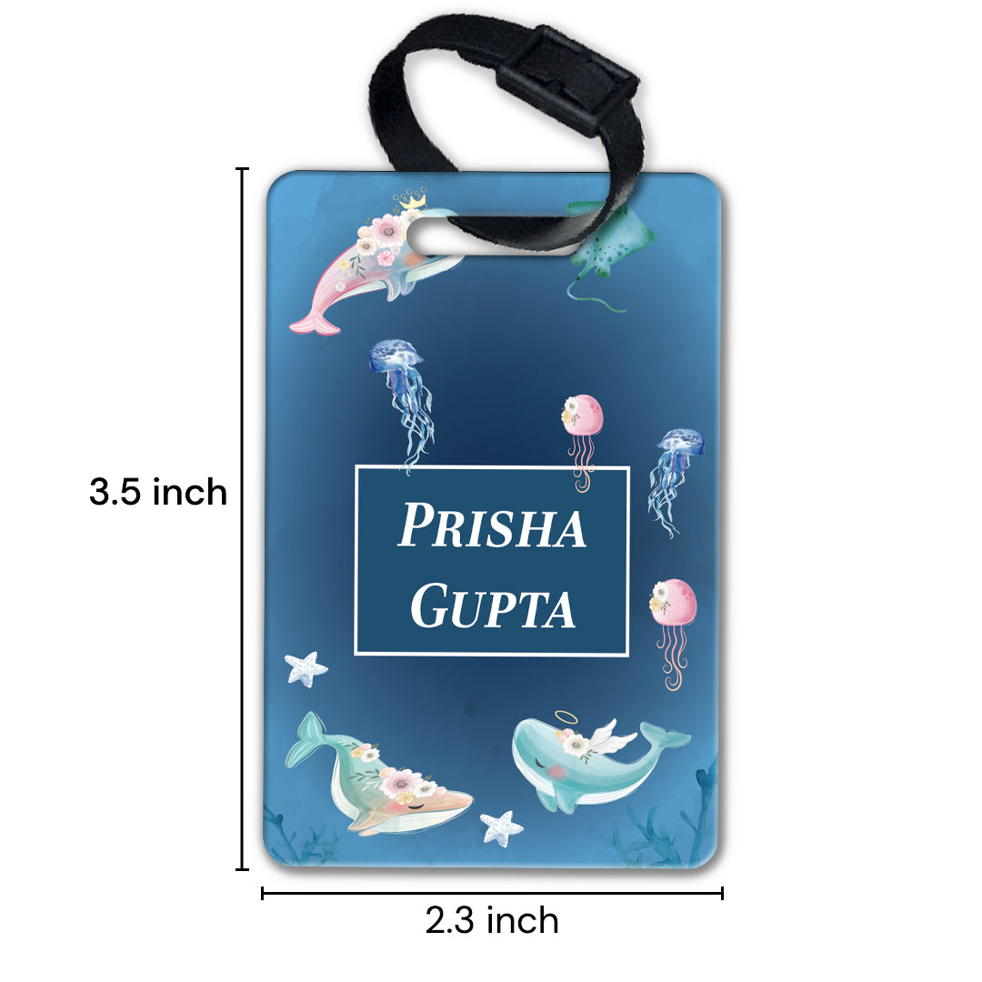 Floral Whales Bag Tag (kids)
