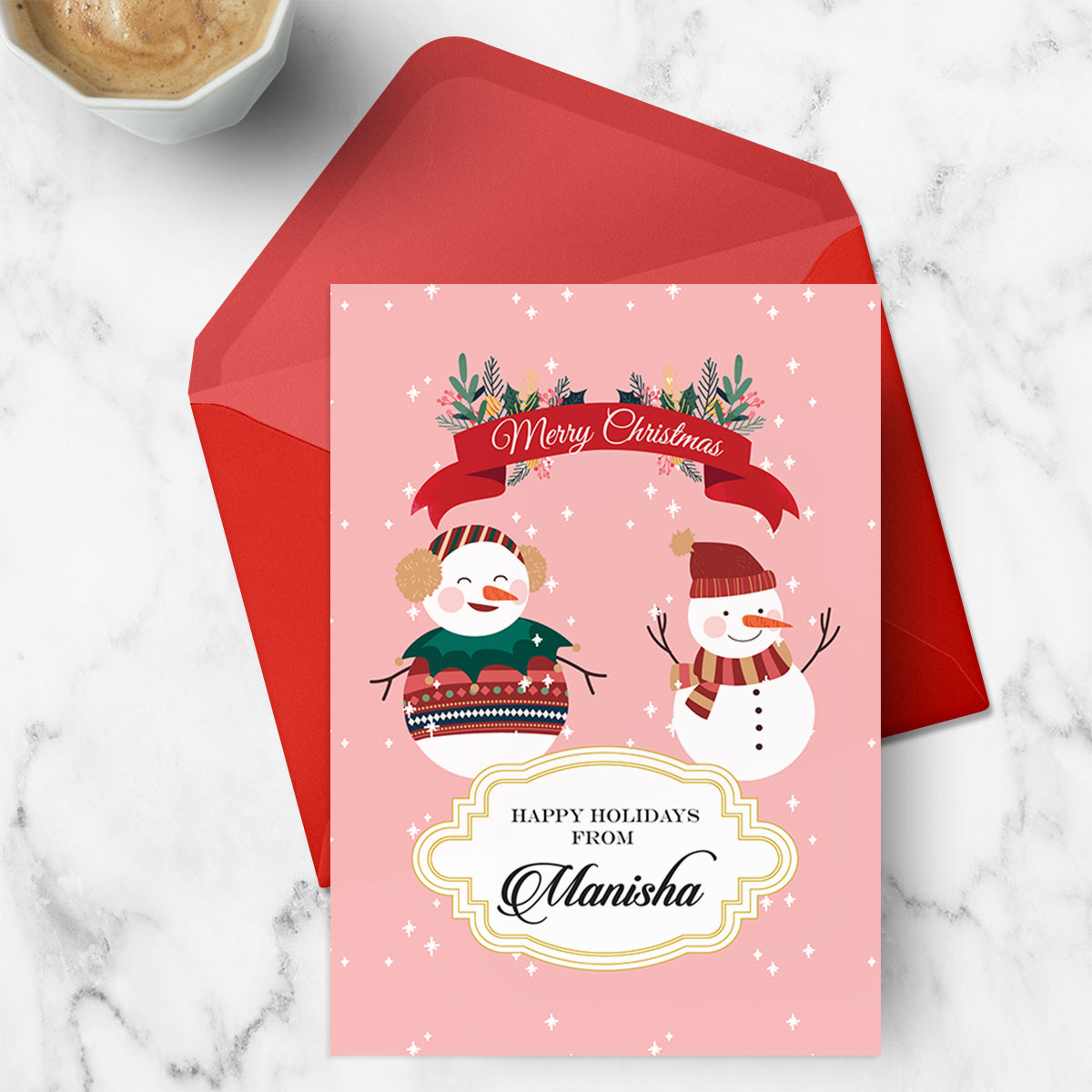 Snowmans Duo Christmas Greeting Card