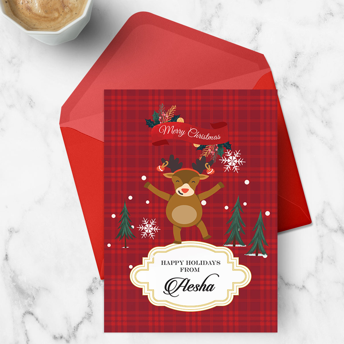 Dancing Rudolph Christmas Greeting Card