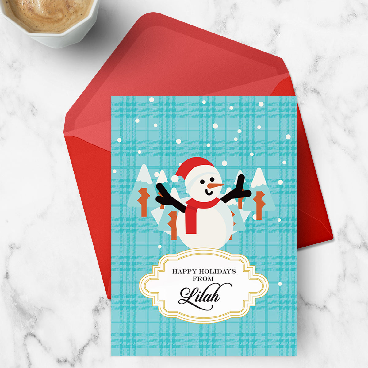Merry Snowman Christmas Greeting Card