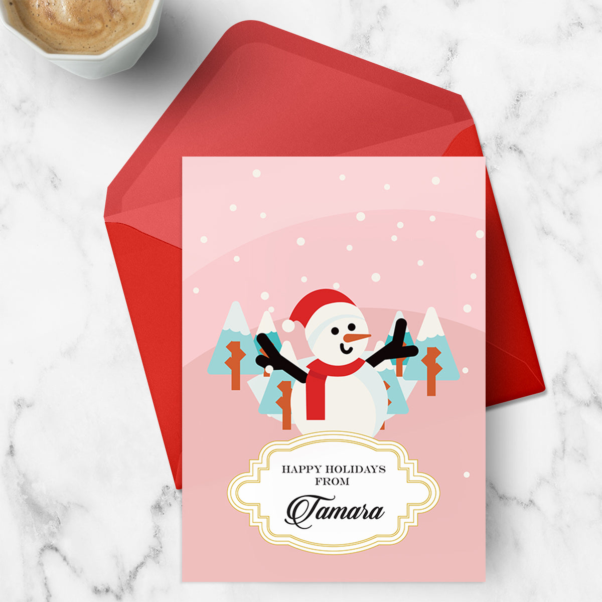 Merry Snowman Christmas Greeting Card