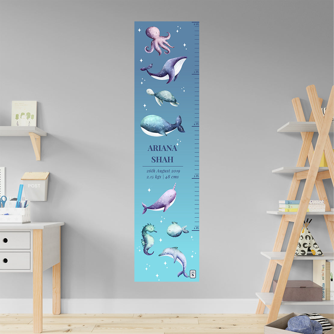 Midnight Ocean Height Chart (kids)