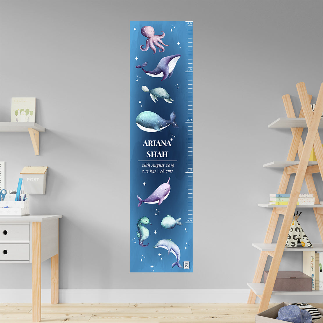 Midnight Ocean Height Chart (kids)