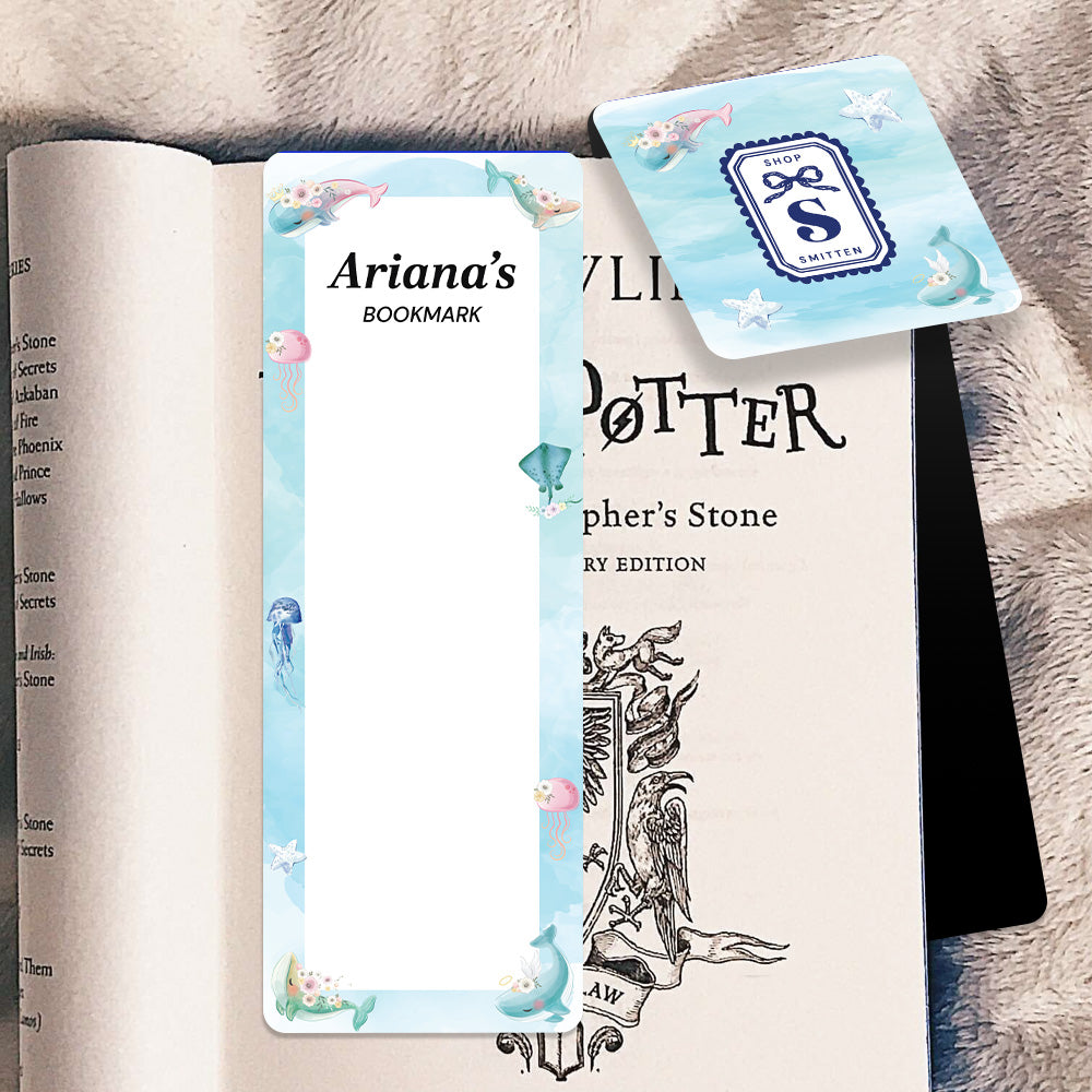 Floral Whales Kids Bookmark