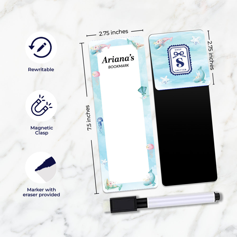 Floral Whales Kids Bookmark