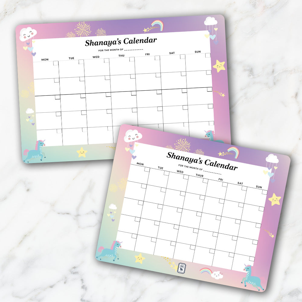 Unicorns & Rainbow Kids Calendar