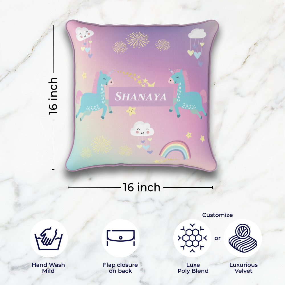 Unicorns & Rainbow Cushion Cover (kids)