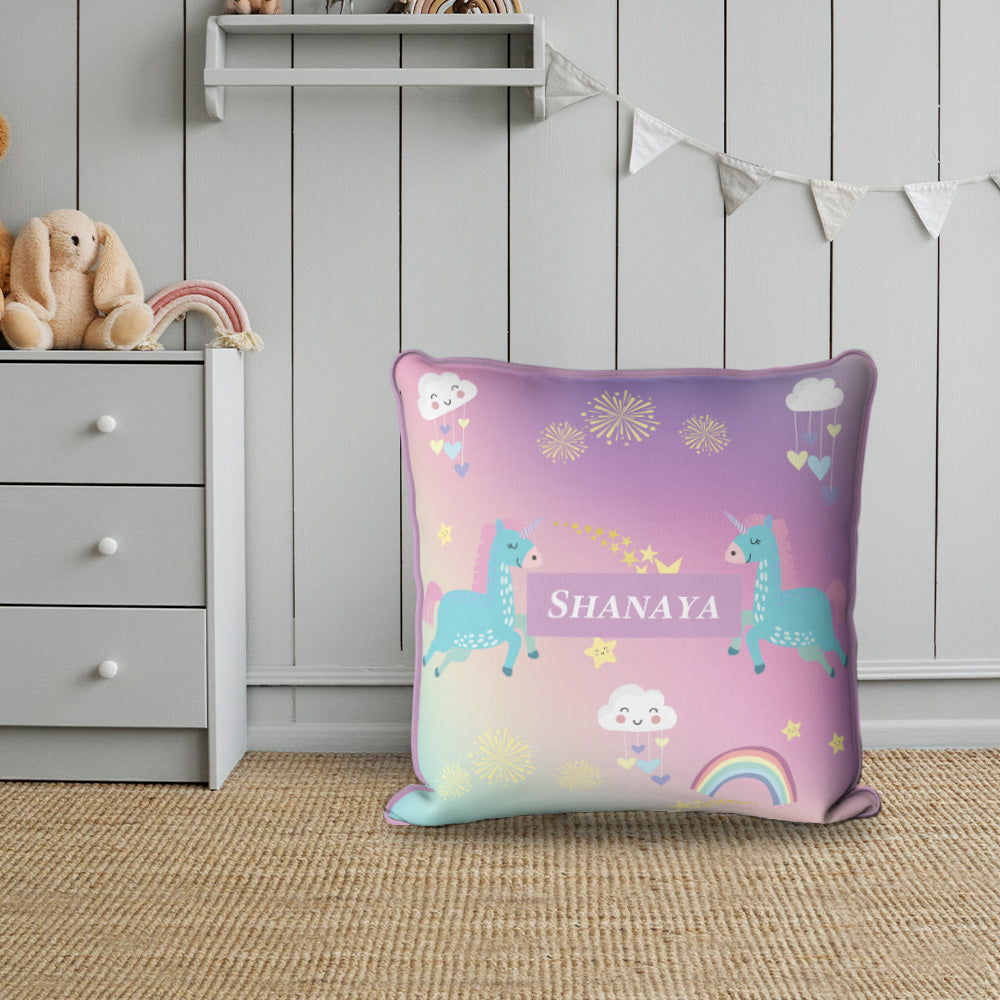 Unicorns & Rainbow Cushion Cover (kids)