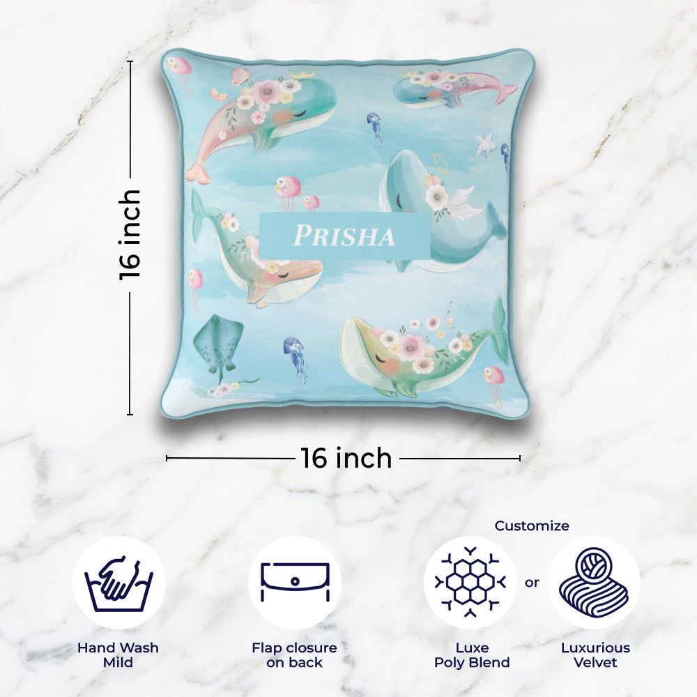 Floral Whales Cushion Cover (kids)
