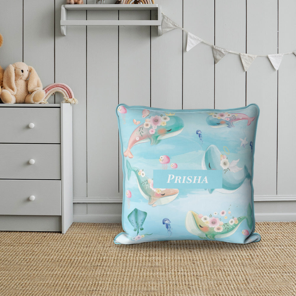 Floral Whales Cushion Cover (kids)