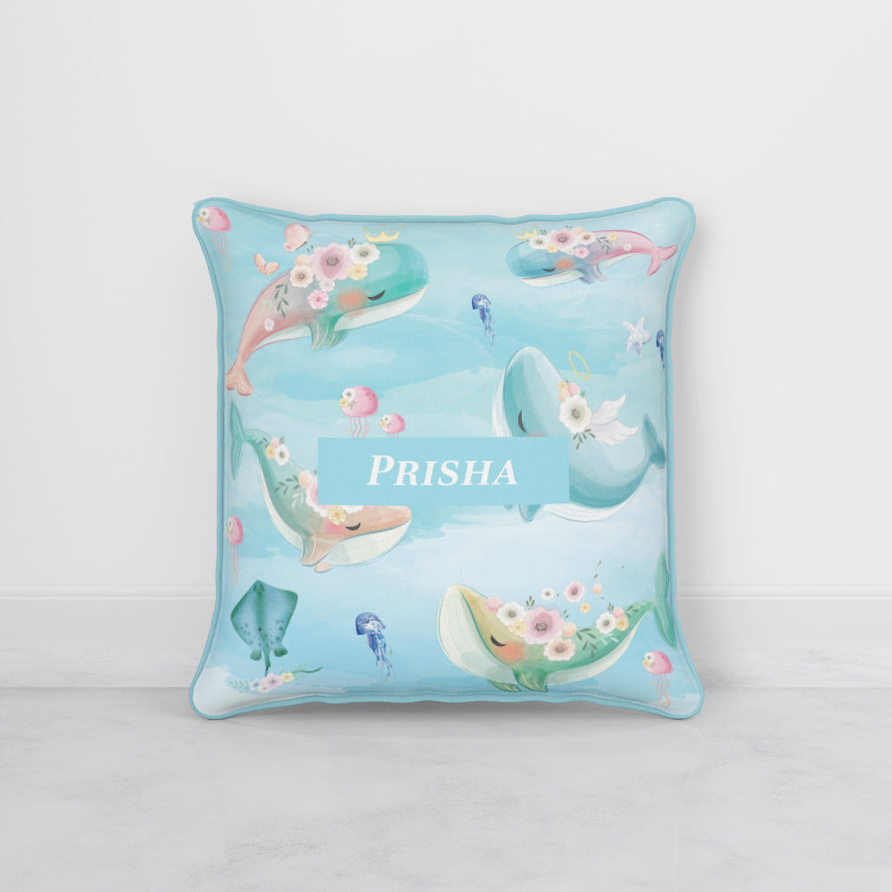 Floral Whales Cushion Cover (kids)