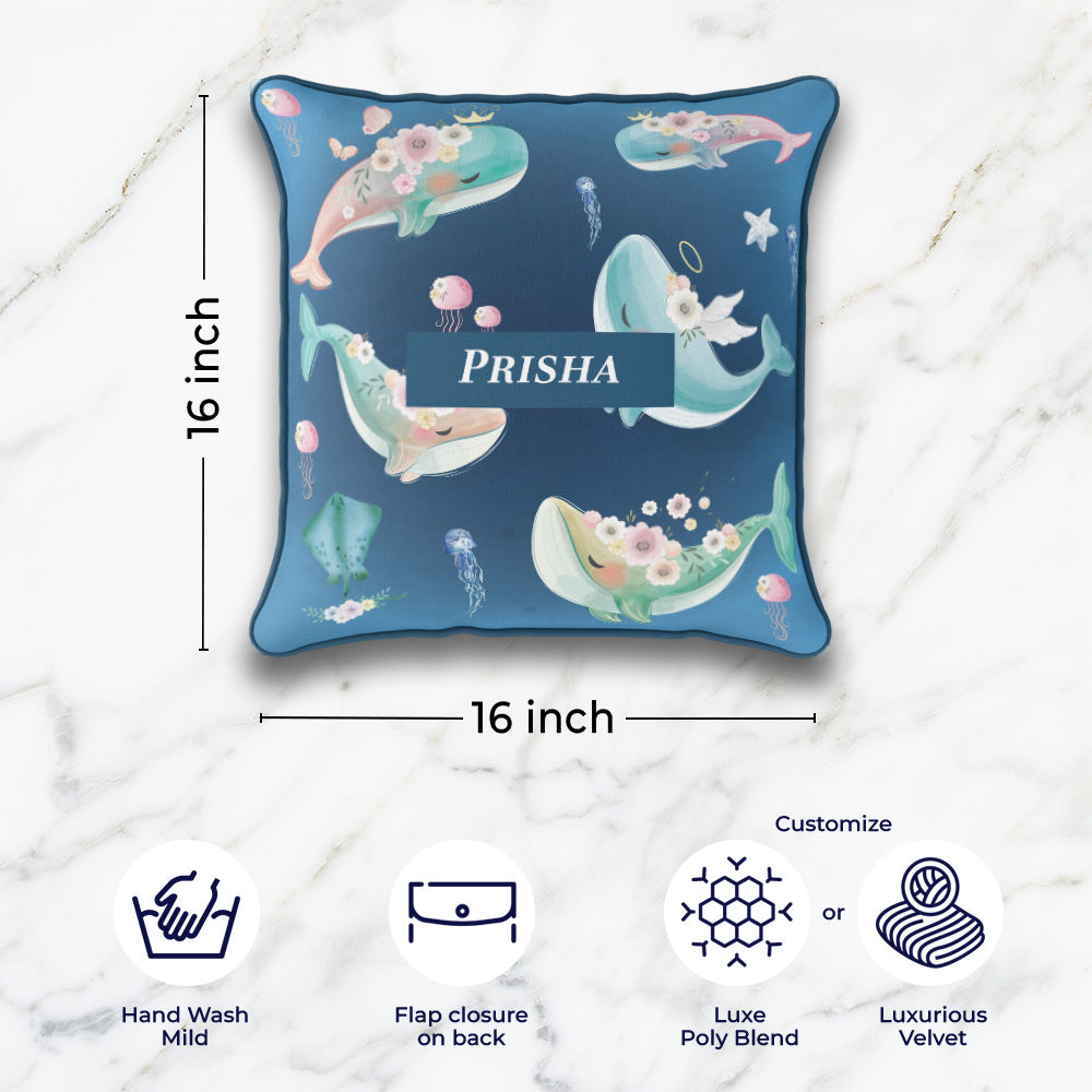 Floral Whales Cushion Cover (kids)