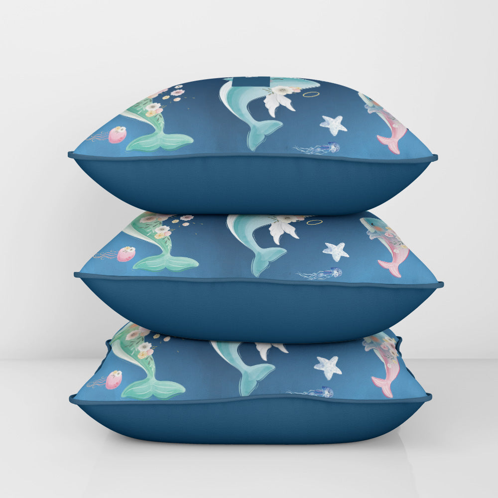 Floral Whales Cushion Cover (kids)