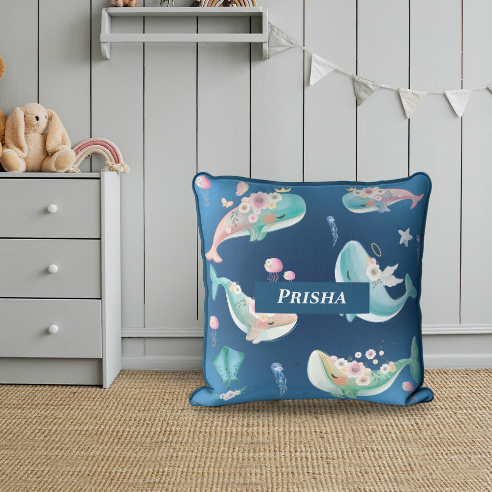 Floral Whales Cushion Cover (kids)