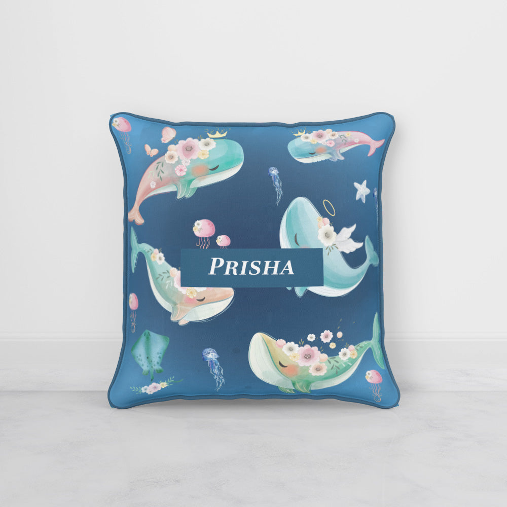 Floral Whales Cushion Cover (kids)