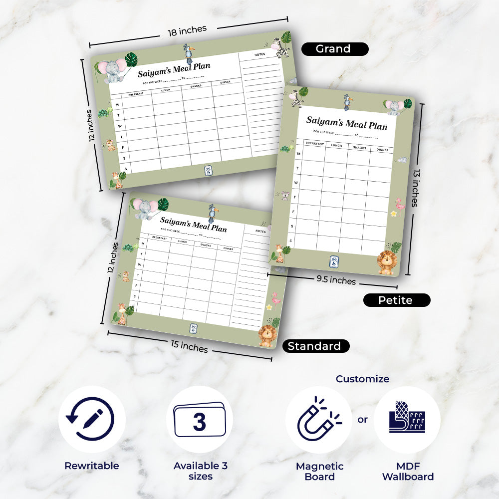 Jungle Friends Kids Meal Planner