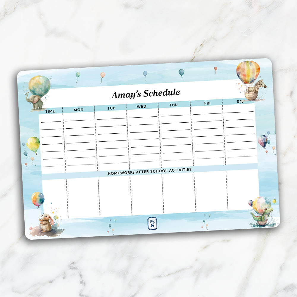 Balloon Safari Kids Schedule Planner