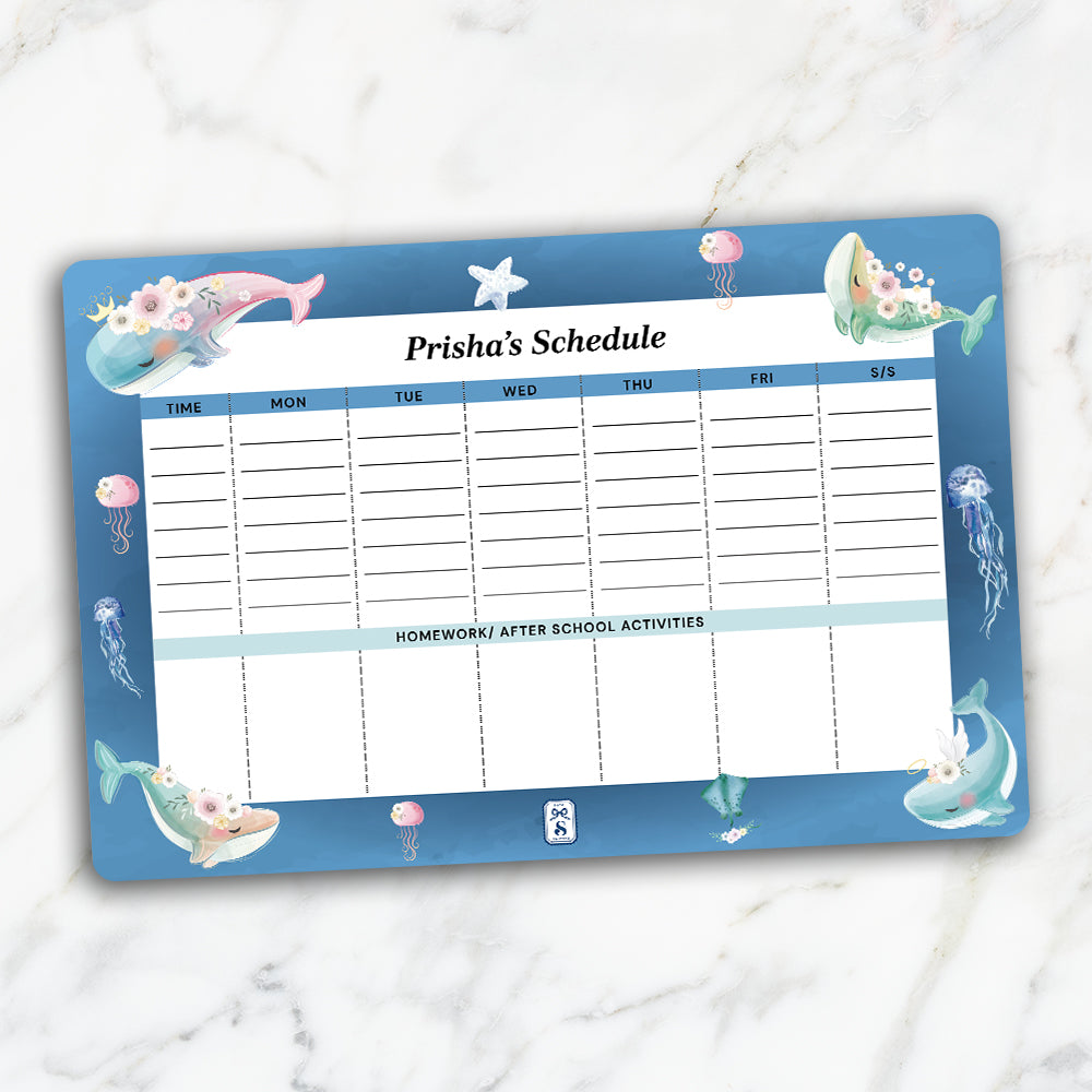 Floral Whales Kids Schedule Planner