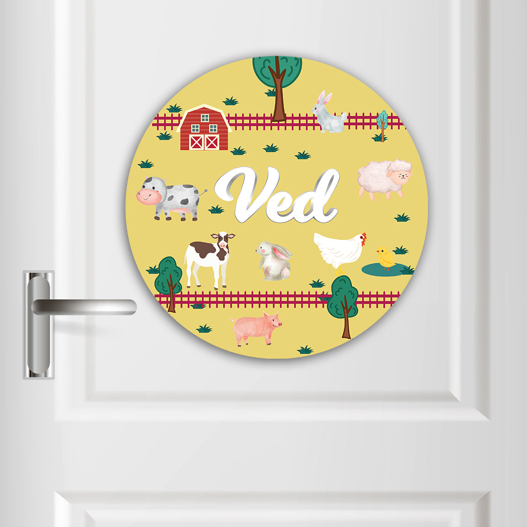 Farm Friends Name Plate (Round)