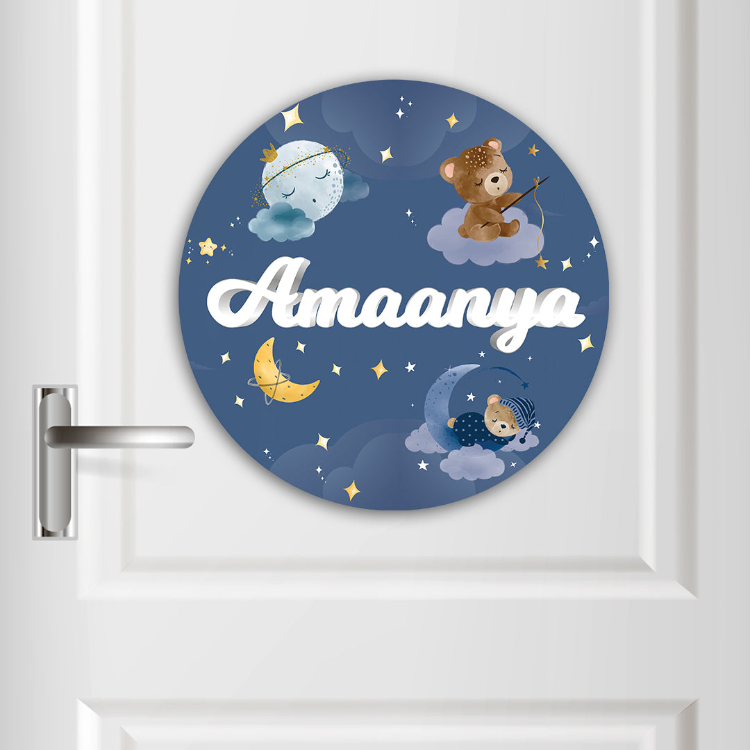 Moonlight Snuggles Name Plate (Round)