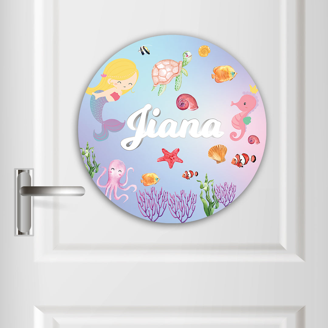 Lil Mermaid Name Plate (Round)