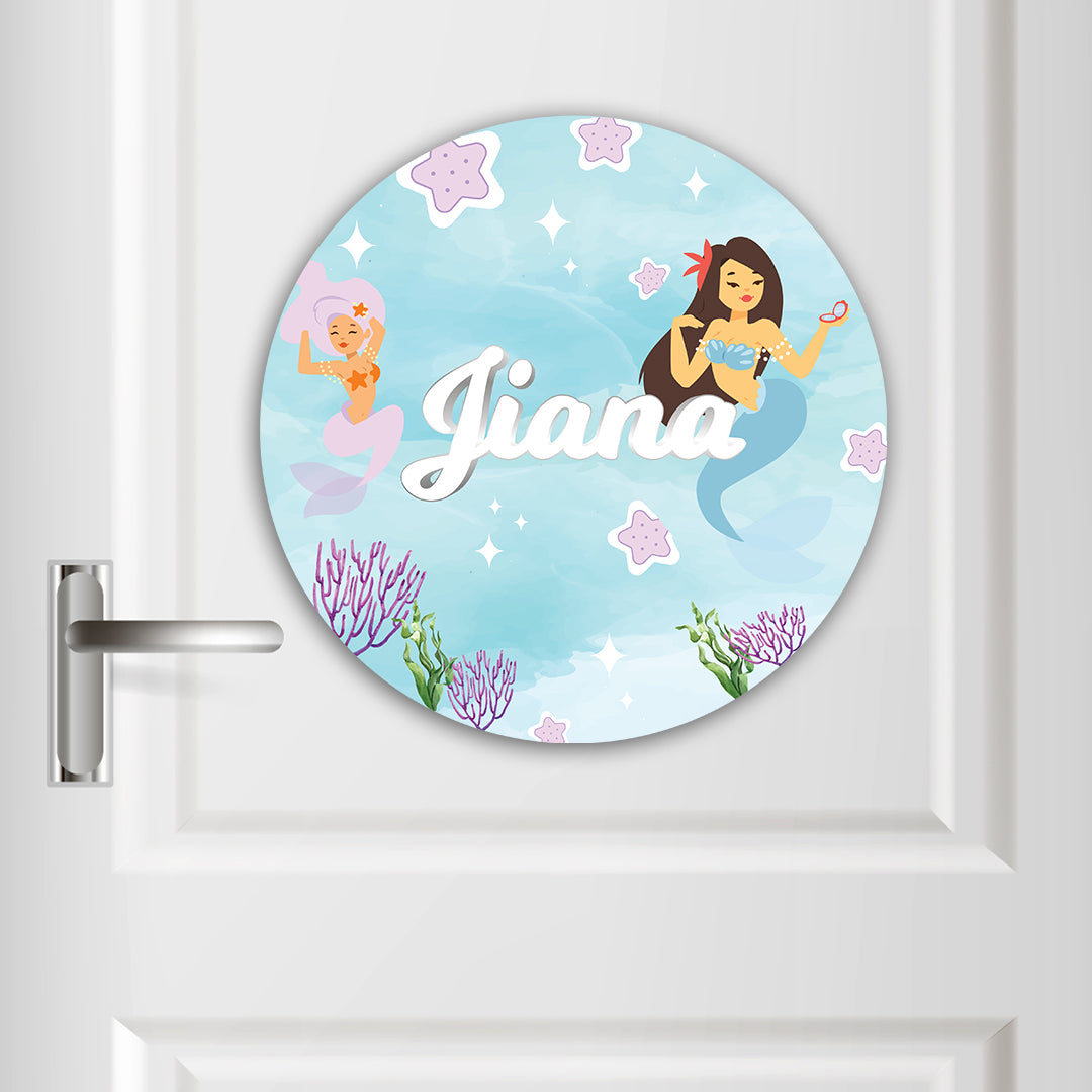 Sassy Mermaid Name Plate (Round)