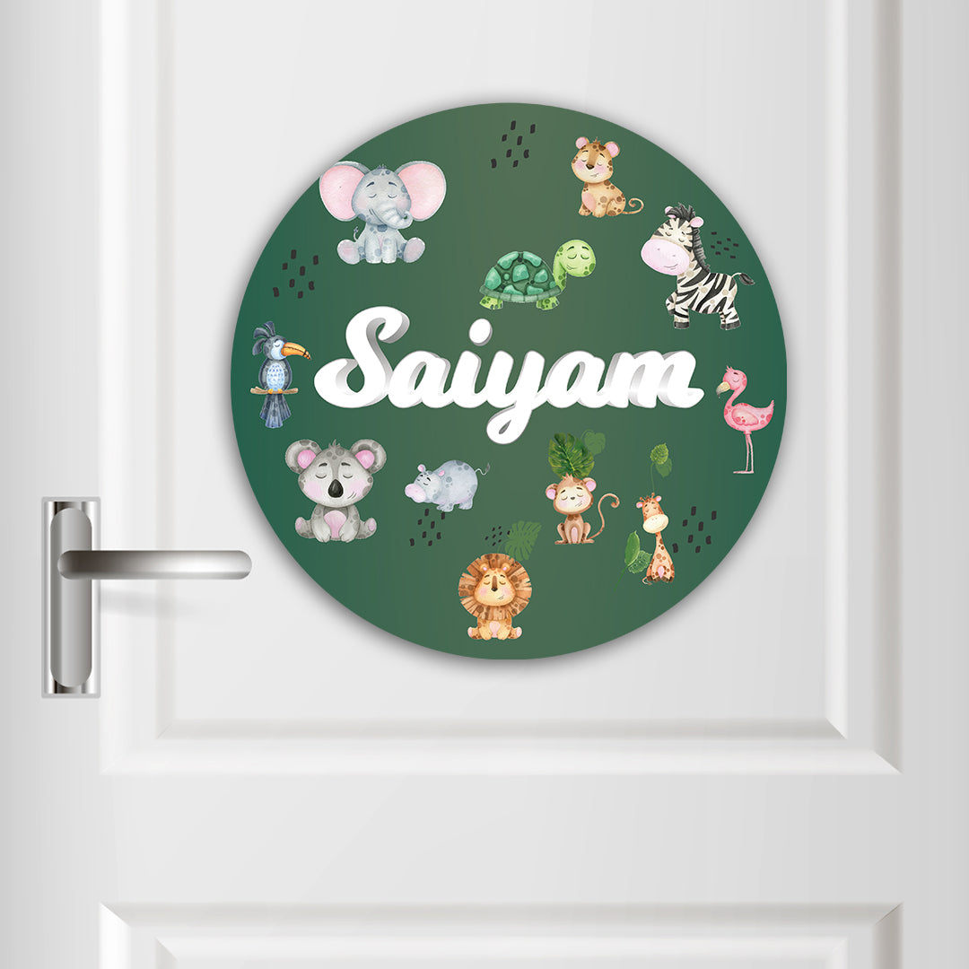 Jungle Friends Name Plate (Round)