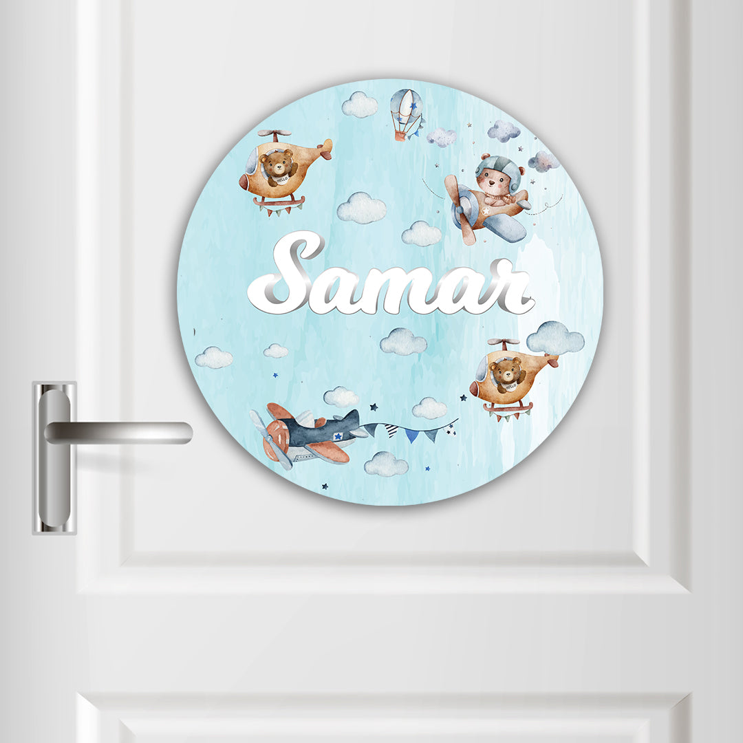 Teddy's Flight Name Plate (Round)