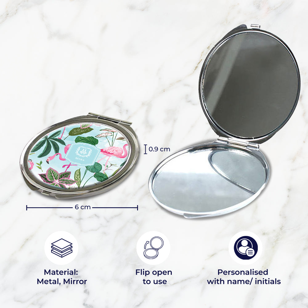 Flamingo Foliage Compact Mirror