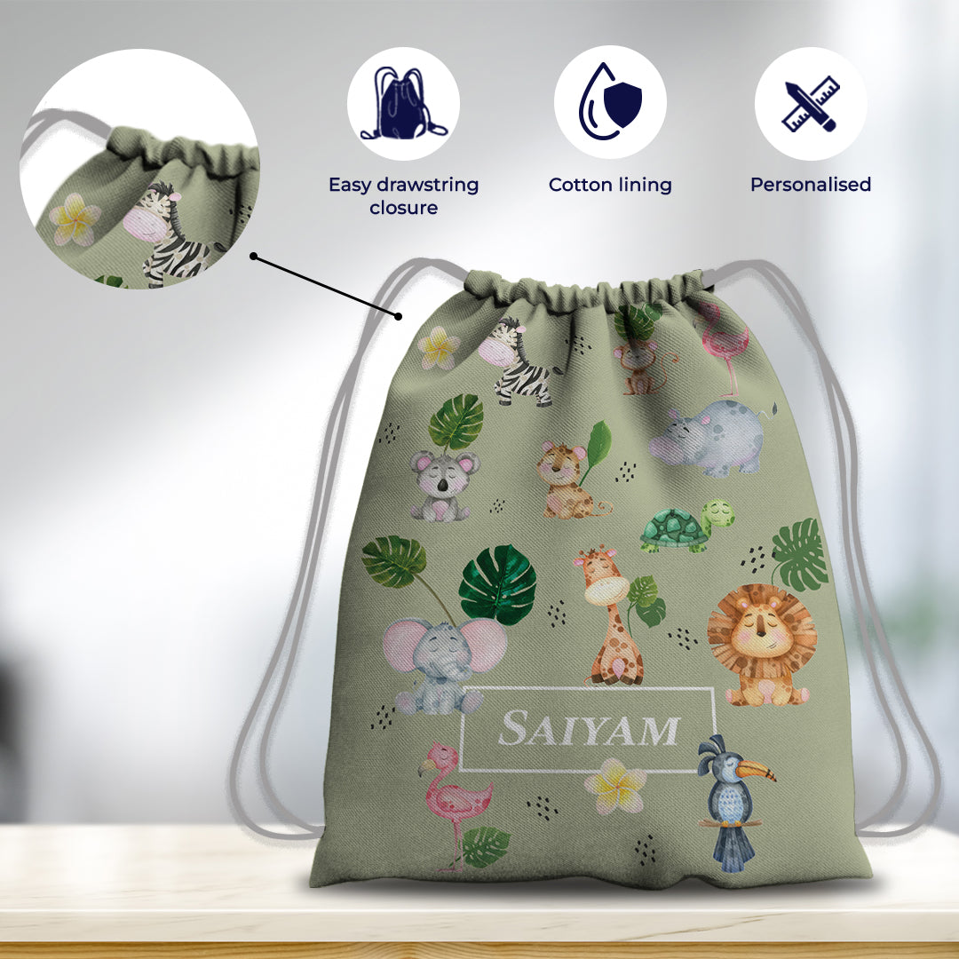 Jungle Friends Drawstring Bag (kids)
