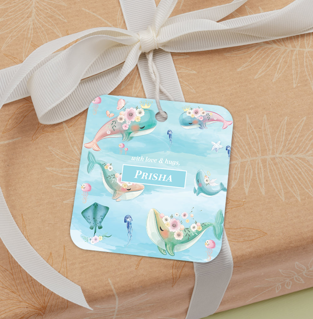 Floral Whales Gift Tag (kids)