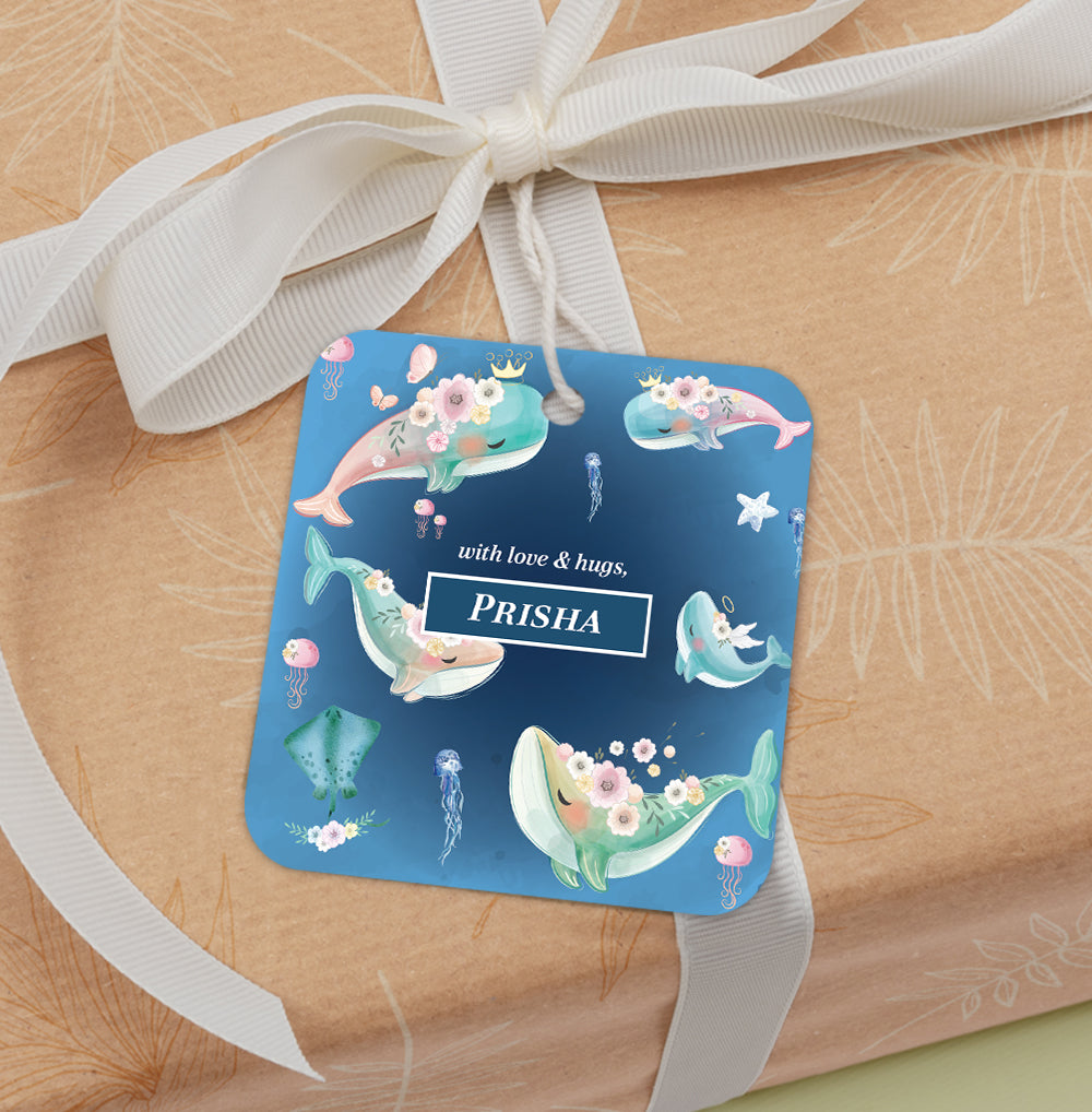 Floral Whales Gift Tag (kids)