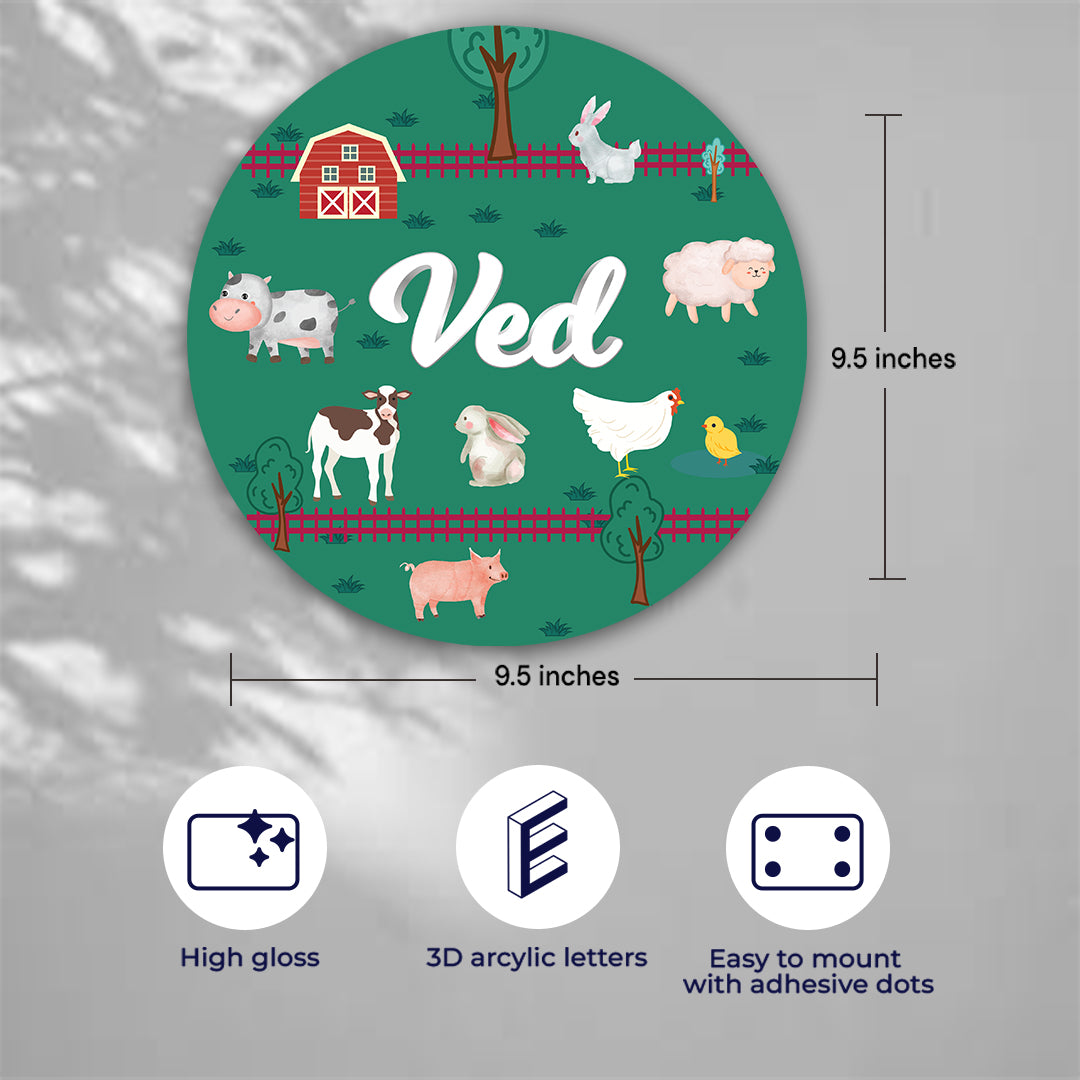 Farm Friends Name Plate (Round)