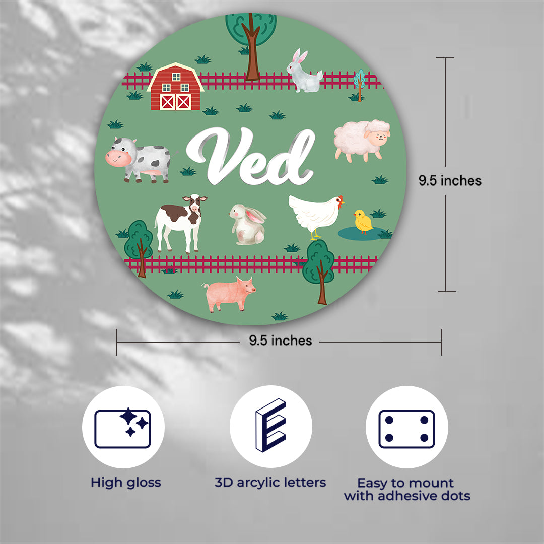 Farm Friends Name Plate (Round)