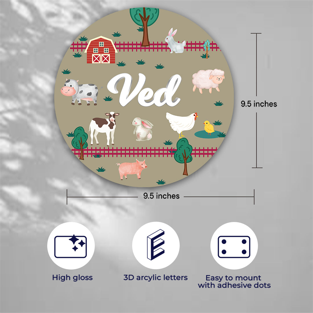 Farm Friends Name Plate (Round)