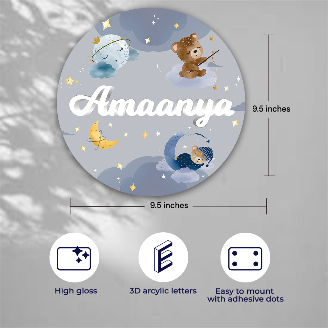 Moonlight Snuggles Name Plate (Round)