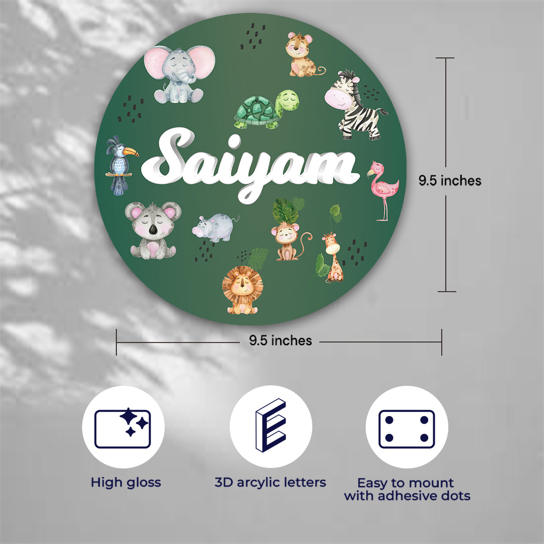 Jungle Friends Name Plate (Round)