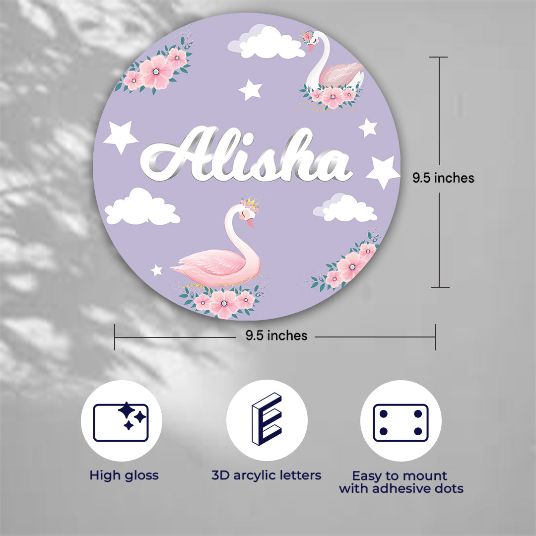 Swan Princess Name Plate (Round)