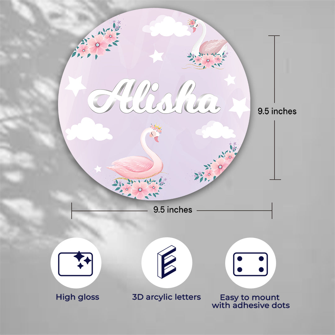 Swan Princess Name Plate (Round)