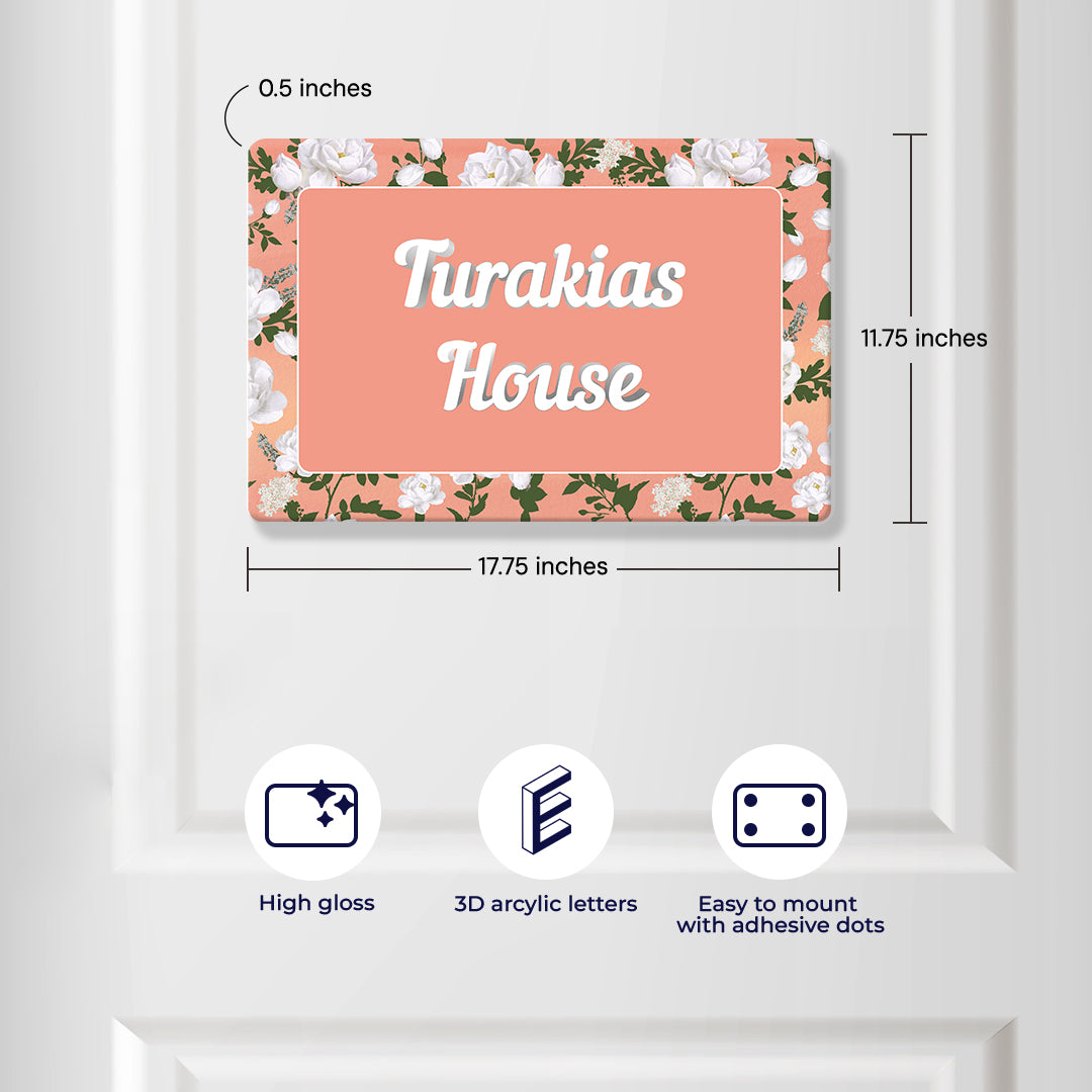 Peonies Name Plate - Standard