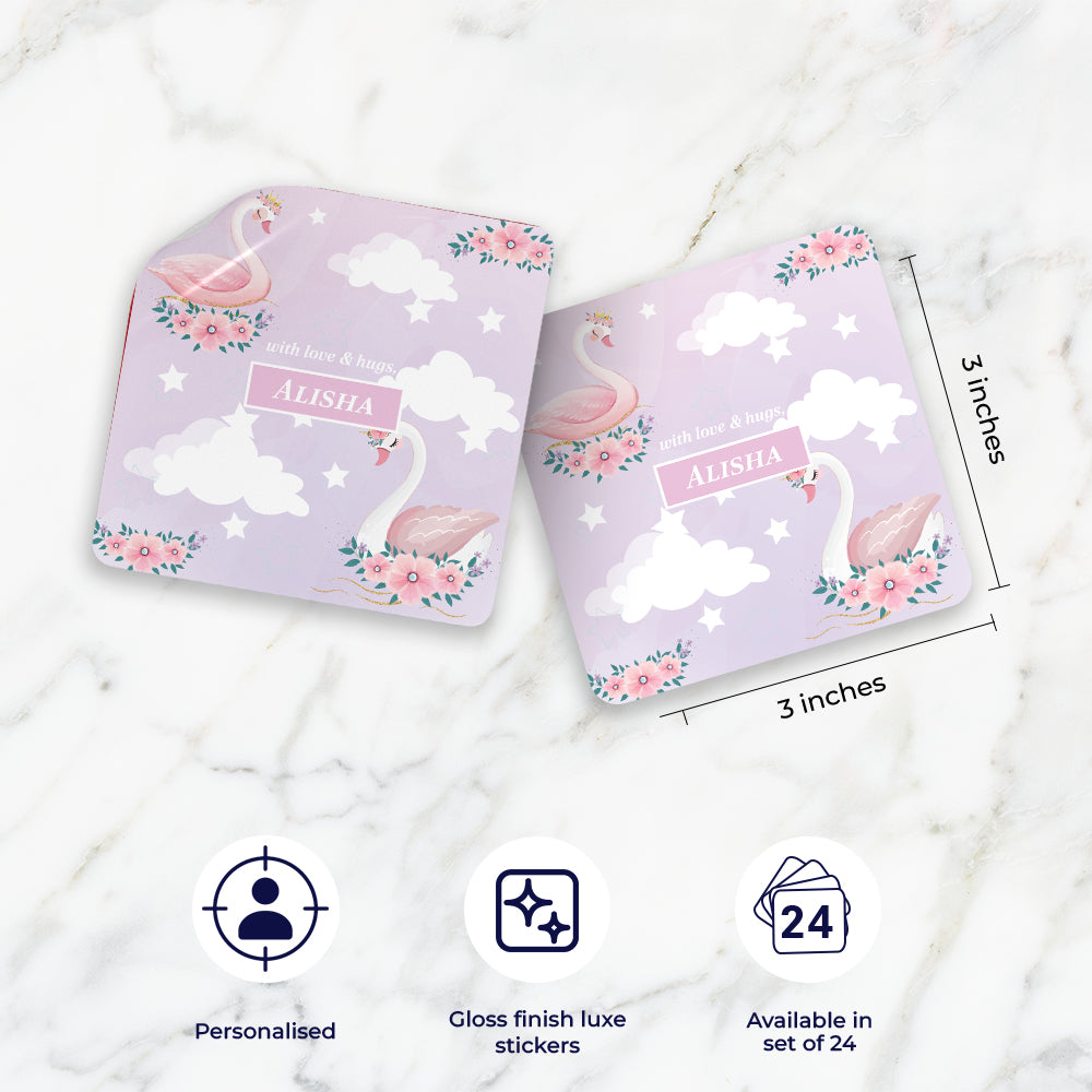 Swan Princess Gift Sticker - set of 24