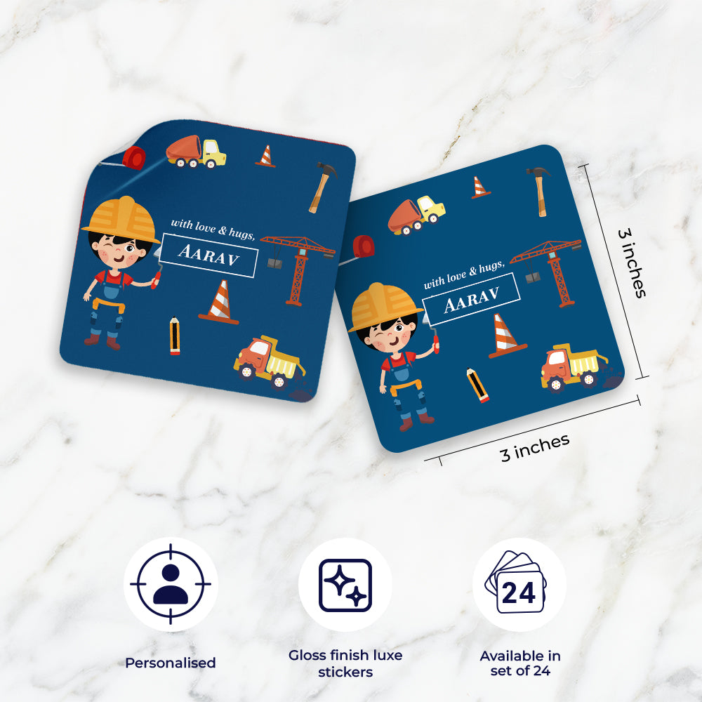 Little Builder Gift Sticker - set of 24