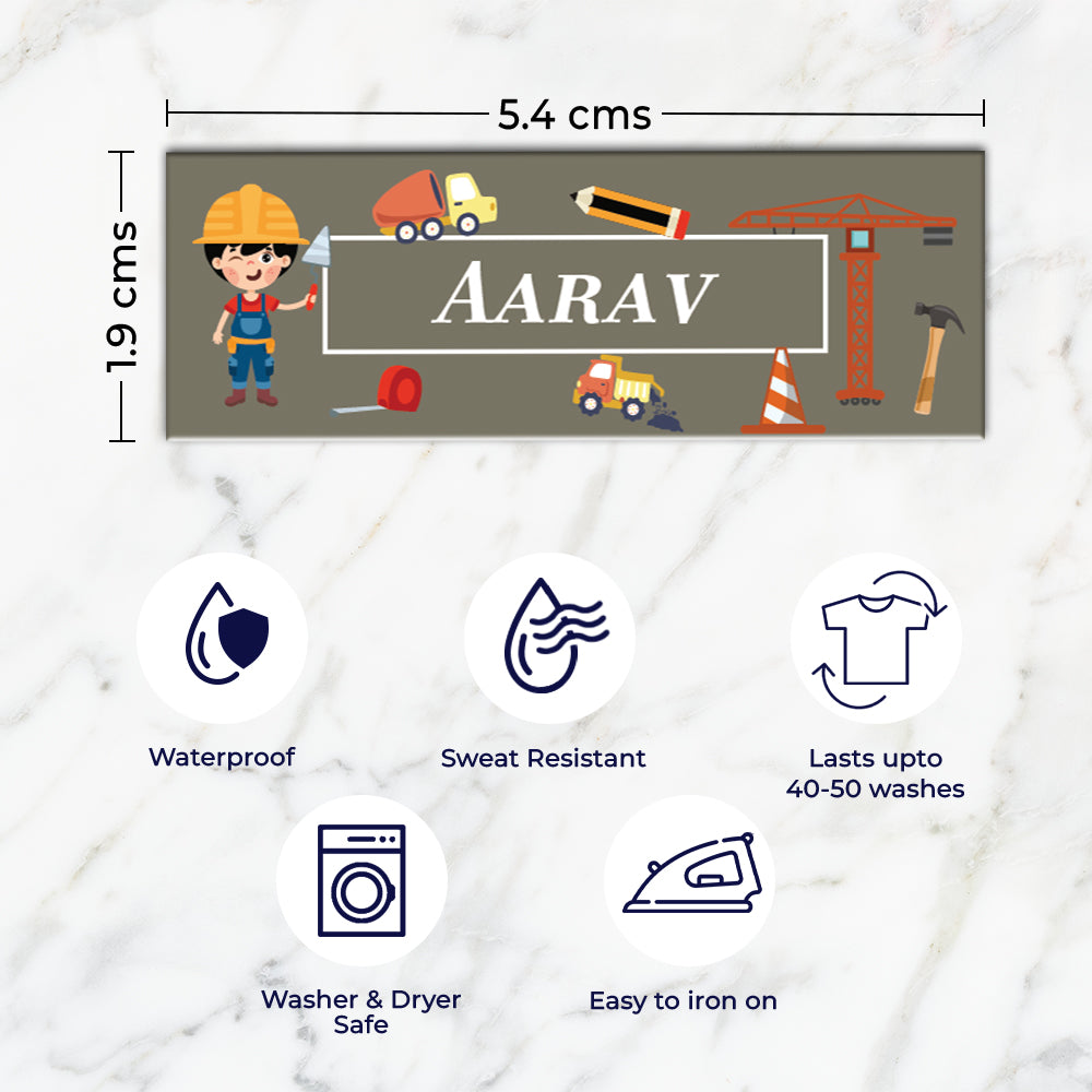 Little Builder Iron on Labels - set of 30