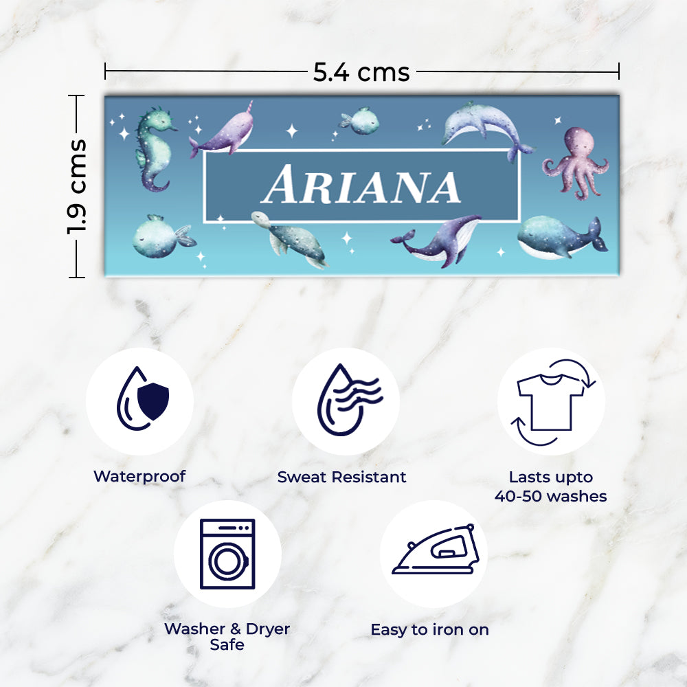 Midnight Ocean Iron on Labels - set of 30