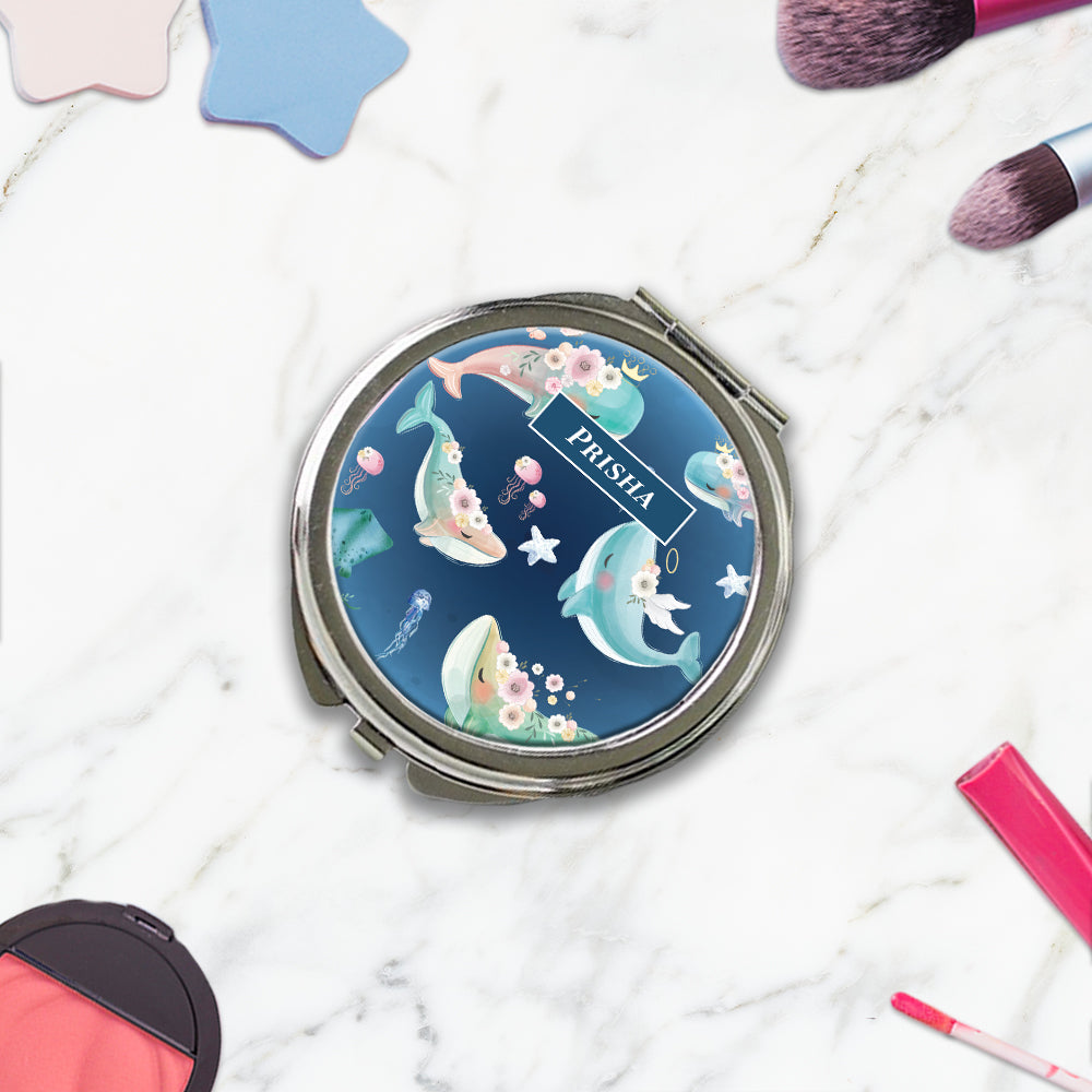 Floral Whales Kids Compact Mirror