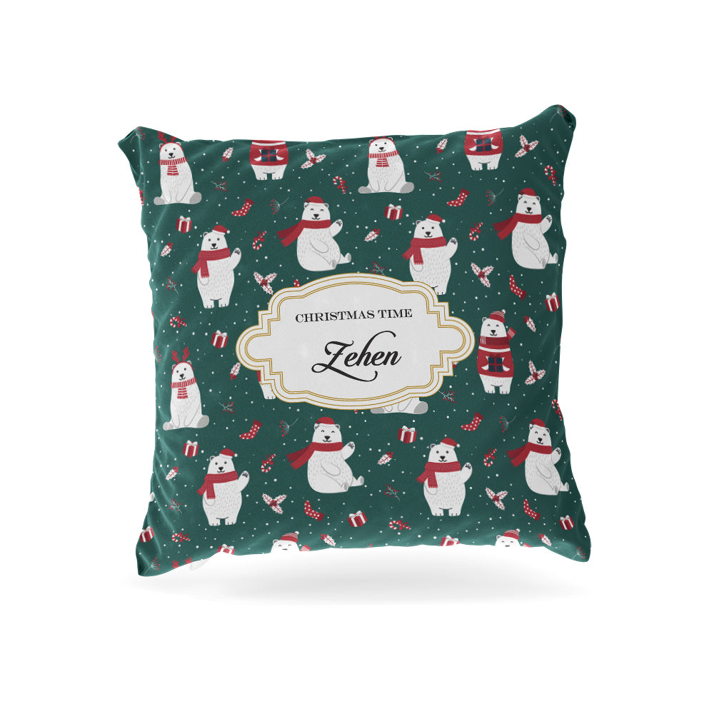 Merry Polar Bears Christmas Cushion Cover