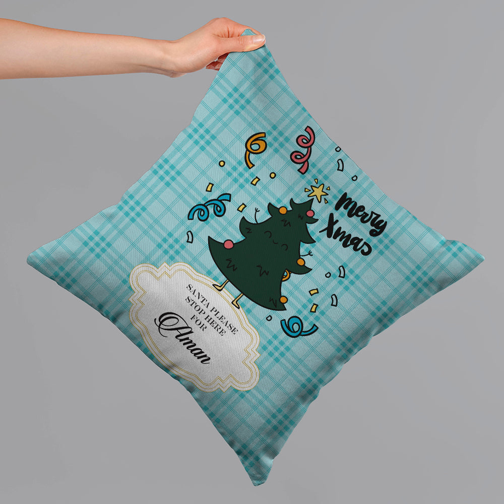 Merry X'mas Tree Christmas Cushion Cover